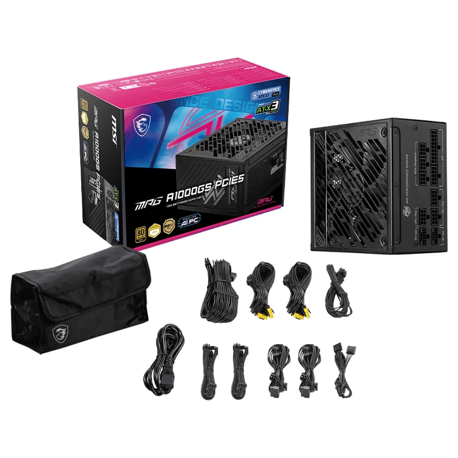 MSI MPG A1000GS PCIe 5.0 – 1000W, 80+ Gold, Full Modular, ATX 3.0