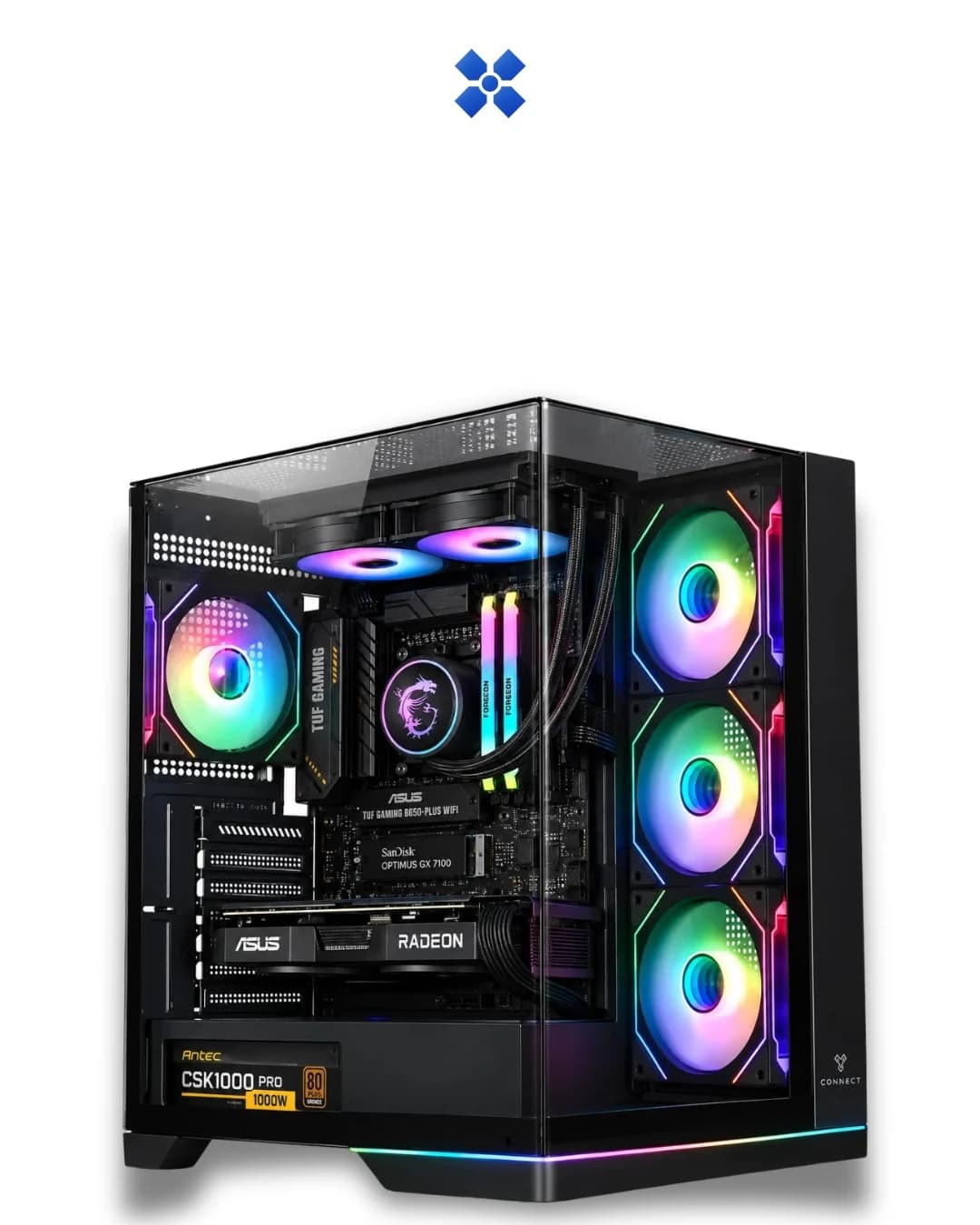 PC GAMING SETUP, Ryzen 7 9800X3D, RX 9070 XT 16GB, 32GB DDR5-6000, 1TB NVMe, B650 WIFI